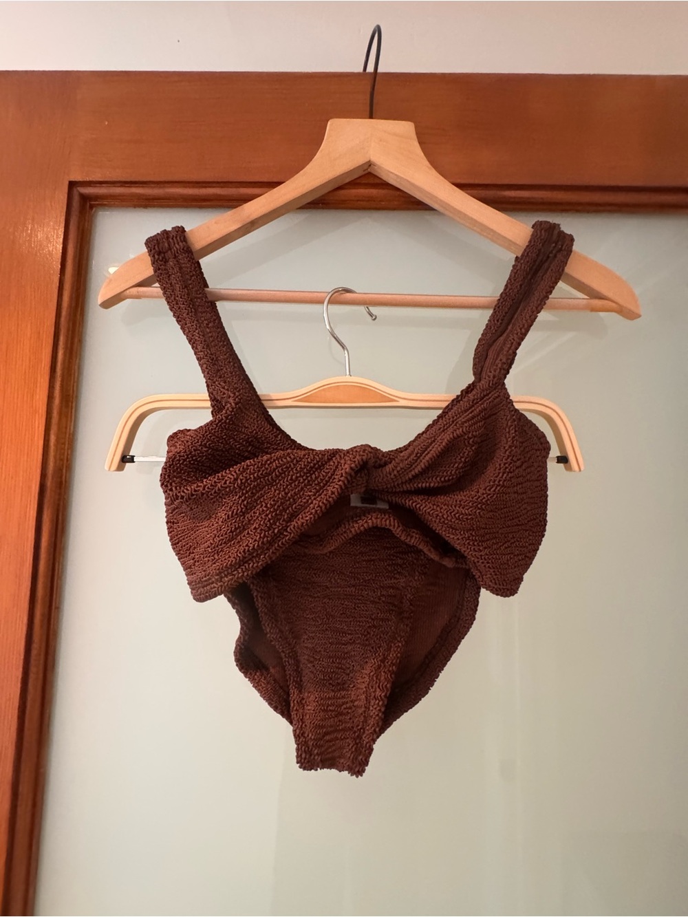 Hunza G Brown Textured Women's One-Piece Swimsuit